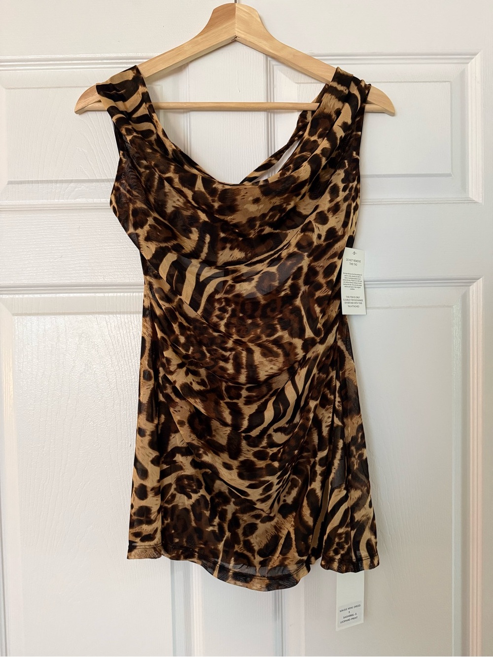NWT Sasha Therese Sheer Animal Print Mini Dress